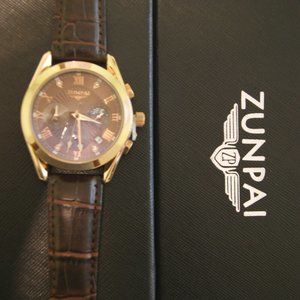 Zunpai yellow tone men's watch
